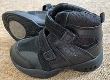 Boys M&S Kids Black Smart Shoes, Size 7, Flashing Green Light Used