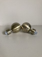 Pair Of Antique Brass Effect Ball Finials, Pop On, Unused, Still Have Film On