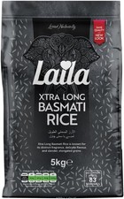 Laila Extra Long Basmati Rice 5kg – Gluten Free Aromatic White Grain, Pouch