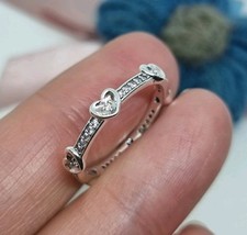 NEW Genuine Pandora Silver Radiant Sparkling Hearts Ring  Size 54 💕 S925 ALE 
