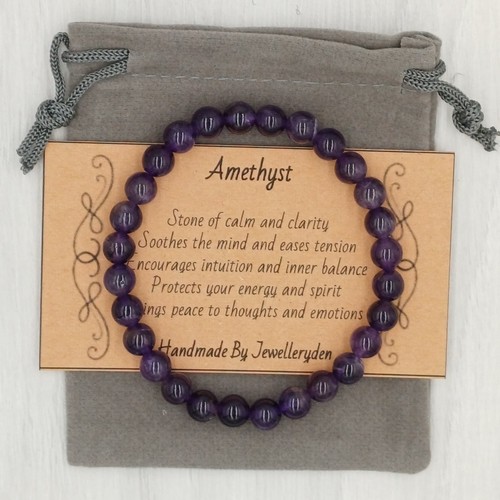 Amethyst bracelet stretch fit - amethyst,