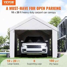 VEVOR Carport Canopy Car Canopy 10 x 20ft & 8 Legs and Sidewalls & Windows White