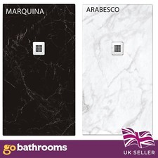 Marble Effect Anti-Slip Black White Anti-Bacterial Shower Tray Stone Resin