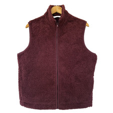 Tu Burgundy Fleece Gilet Women’s Size M Zip Front Sherpa Bodywarmer
