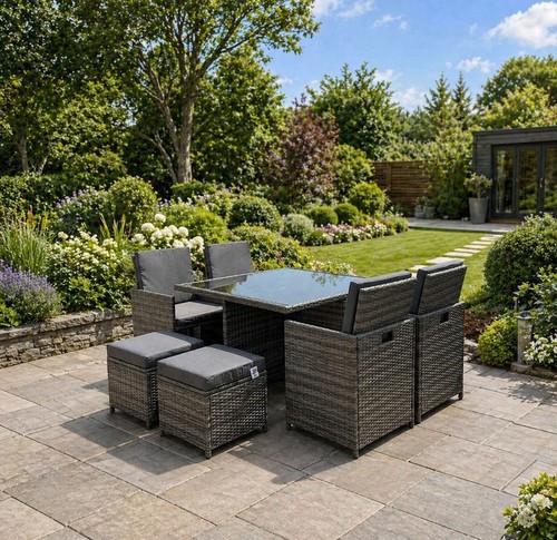 Rattan garden furniture cube - garden,