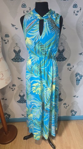 Pretty blue green palm - blue, print
