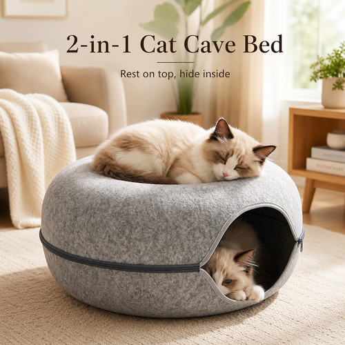 Modern felt cat cave bed - cat,