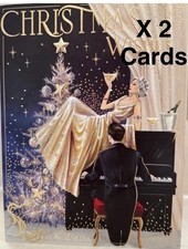 2 X Clintons Art Deco Christmas Card Roaring 20’s Girlfriend Friend Vintage Xmas