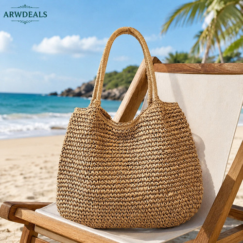 Straw tote bag - women, large