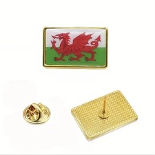 Wales Welsh Dragon Enamel Metal Flag Lapel Pin Badge Brooch Gold