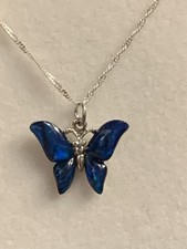 Paua Shell New Zealand Tide Jewellery Butterfly Pendant And Necklace 925 Silver