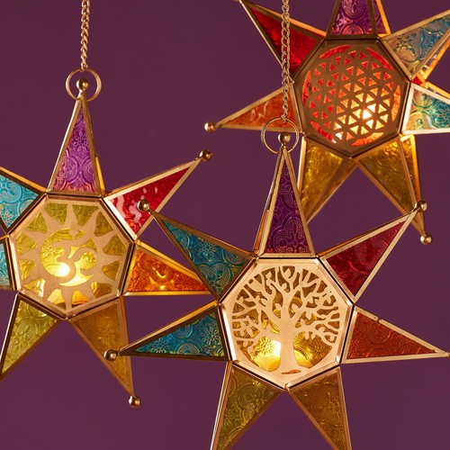 Hanging star glass tealight - glass,