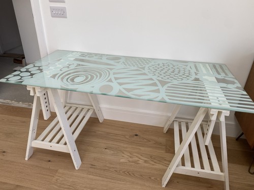 Ikea glass top - glass, trestle
