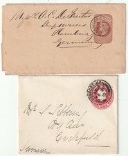 1883 NEWPORT DOCKS S.R. & 1910 NEWPORT MON D.R. POSTAL STATIONERY WRAPPER & ENV