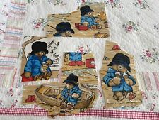 Paddington Bear Vintage Fabric Scrap Pack X 4 Paddington Bears 
