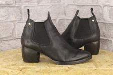 BLACK LEATHER BLOCK HEEL ANKLE BOOTS SIZE 4 / 37 TOPSHOP GOOD USED CON