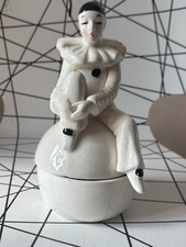 Pierrot Clown Trinket Pot Jar 80s Kitsch Vintage Ceramic Woolbro