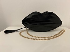 Lulu Guinness Lookalike Black Lips Wristlet Handbag