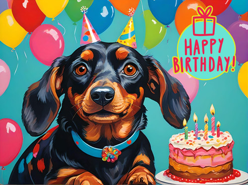 Dachshund happy birthday card - dachshund,