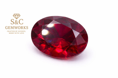 Red ruby oval cut corundum - red,