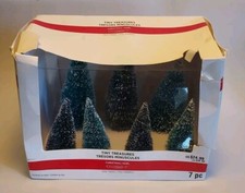 Tiny Treasures Holiday VILLAGE Pine Mini Christmas Trees (Set of 7)  4-6 " NEW