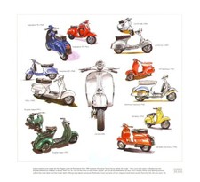 FINE ART PRINT depicting VESPA SCOOTERS - 90 GS 150 GL 180 200 Rally Sportique