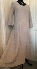 Cotton Traders size 14 midi fit and flare sand dress 3/4 sleeves