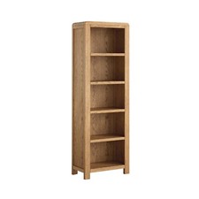 Oakmoor Narrow Tall Bookcase – 180cm Slim Solid Oak 5-Shelf Unit