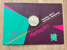 Royal Mint London 2012 Olympic 50p Coin -Swimming-  Uncirculated in Card BU5