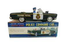 Vintage Tinplate TN Nomura Japan Police Command Car Working Original Box Rare