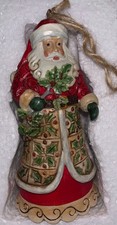 JIM SHORE HEARTWOOD CREEK - SANTA WITH HOLLY HANGING ORNAMENT