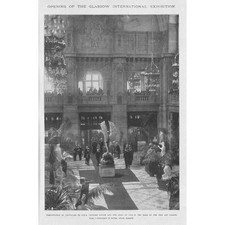 Glasgow Exhibition Hall of the Fine Art Palace Antique Print 1901