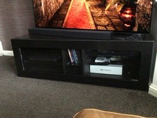 Black gloss TV cabinet with storage