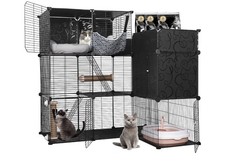 BriSunshine Cat Cages Indoor, 3 Tier DIY Enclosure with Large Hammock,... 