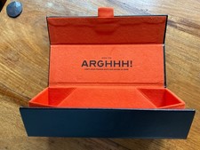 EYE EMPORIUM BLACK/ORANGE SEMI HARD FOLDING GLASSES/SUNGLASSES CASE, BARELY USED