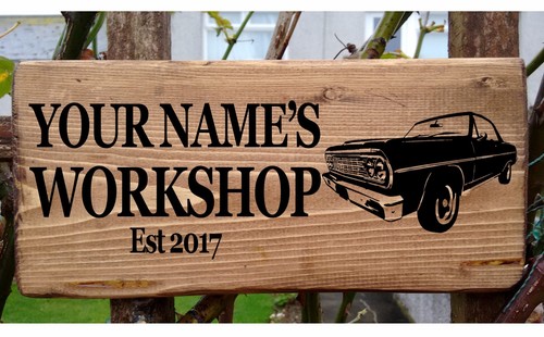Custom car garage sign man - car,