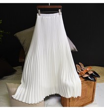 Layer Pleated Retro Spring Autumn Women Maxi Skirt Chiffon Double