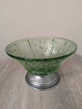 Vintage Green Glass Pedestal