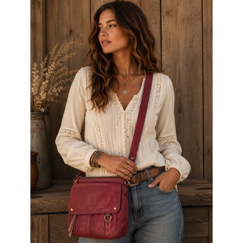 Fossil red leather crossbody - red,