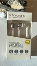 Goodmans Metallic Earphones In-line Microphone NEW Lightweight