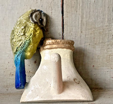 Vintage / Handmade Blue Tit Bird Wall Hook - Garden Art Rustic Heavy Coat Hanger
