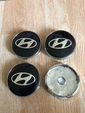 4x Hyundai Wheel Centre Caps Alloy 3D Logo Center Caps 60mm Black Silver