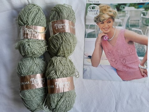 Yarn x50grm green terry - yarn,