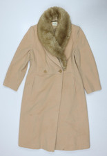 Viyella Women's Beige Wool Blend Overcoat, Size 8