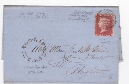 1858 fine penny red - 1d,