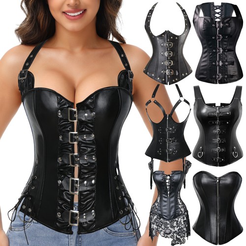Women faux leather - leather, corset