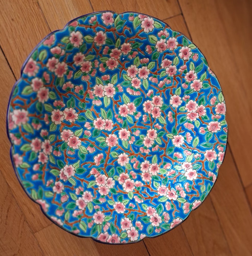 Large longwy enamel cup decor - longwy,