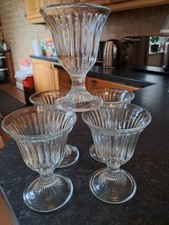 5 Vintage Pressed Glass Sundae