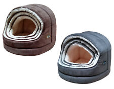 Gor Pets Nordic Suede & Faux Fur Hooded Bed Luxury Cat Puppy Igloo Cave House