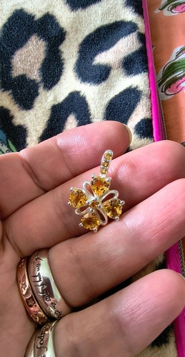 Sterling silver citrine flower - sterling,